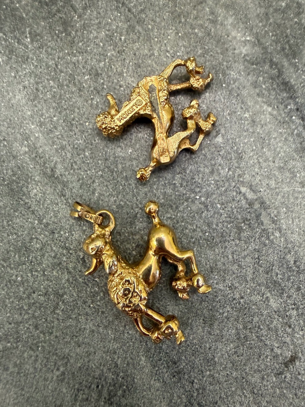 Vintage Monet Gold Poodle Dog Pendant Necklace Charm - Picture 3 of 6